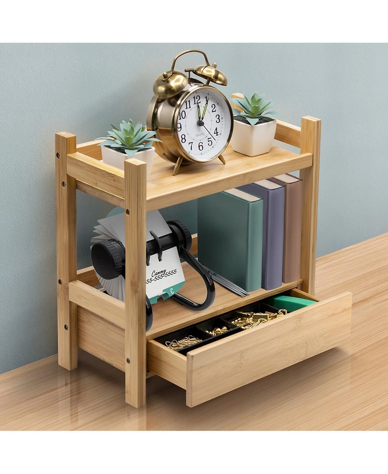 Sorbus 2-Tier Bamboo Kitchen Countertop Organizer - ideal for storage and display, stores your favorite spices, seasonings, and household items