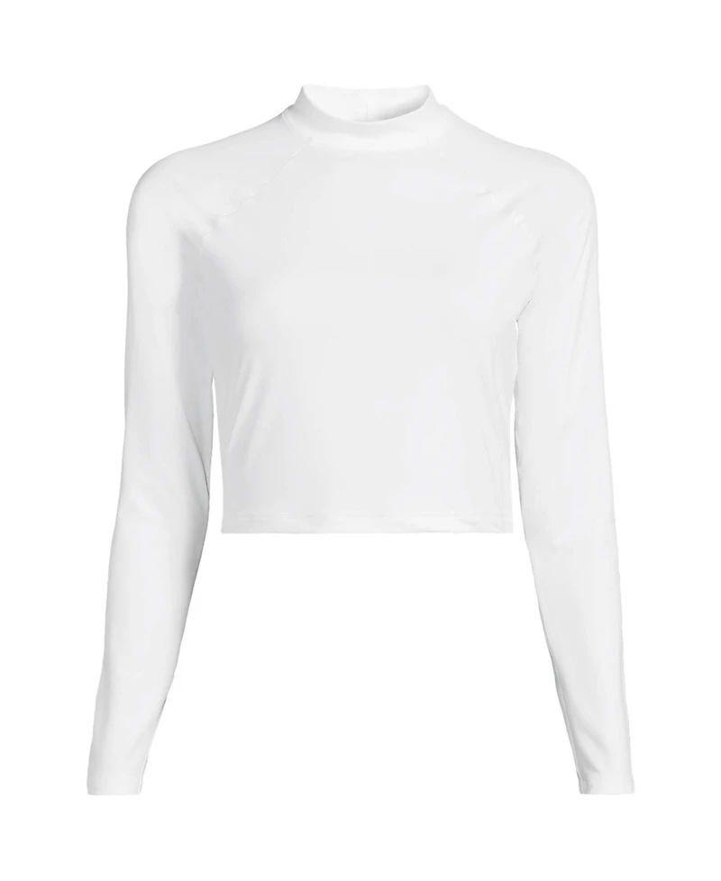 Lands' End Women's SunShade Upf 50 Long Sleeve Cropped Rash Guard