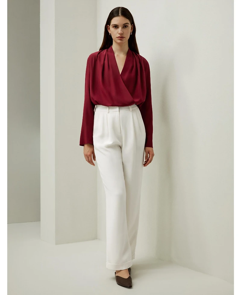 Lilysilk Women's Silk Crepe de Chine Long Sleeve Blouse