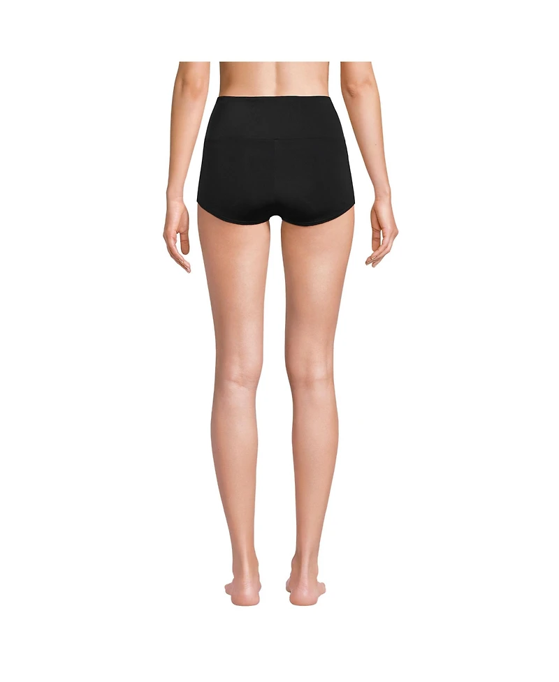 Lands' End Women's Tugless High Waisted Swim Boy Shorts