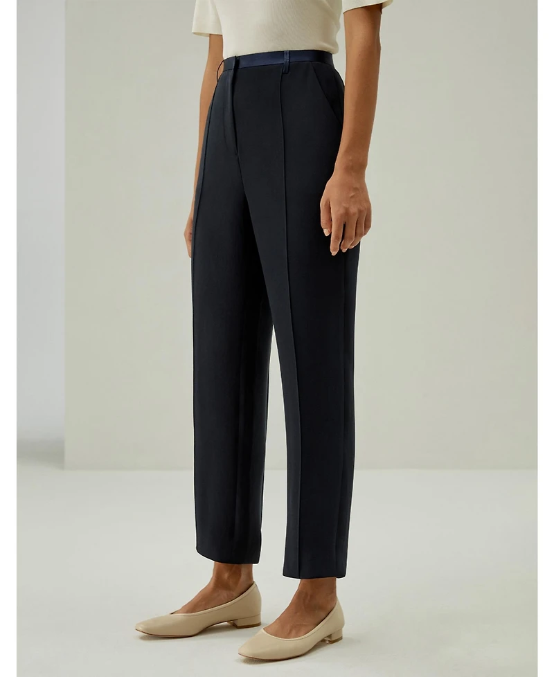 Lilysilk Women's Sophisticated Slim-Fit Adjustable Silk Ankle Pants