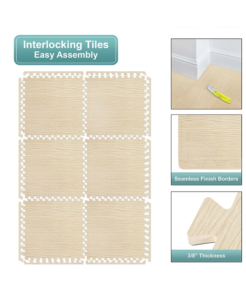 Sorbus Thick 3/8-inch Wood Grain Floor Foam Tile Mats (24 Tiles, 96 Sq ft)