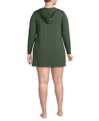 Lands' End Plus SunShade Upf 50 Hooded Mini Swim Cover-Up Dress