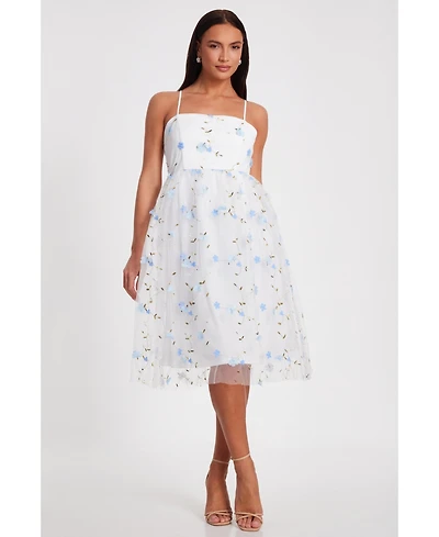 Quiz Women's Embroidered Mesh Floral Midi Dress