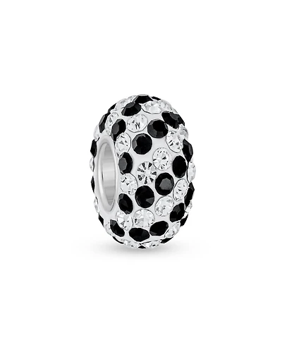 Bling Jewelry Solid Stripe Color Pave Crystal Spacer Bead Charm .925 Sterling Silver Core