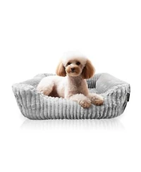 Reserve Jacquard Cuddler Ultra Soft Elegant Pet Bed For Dogs Cats Charcoal