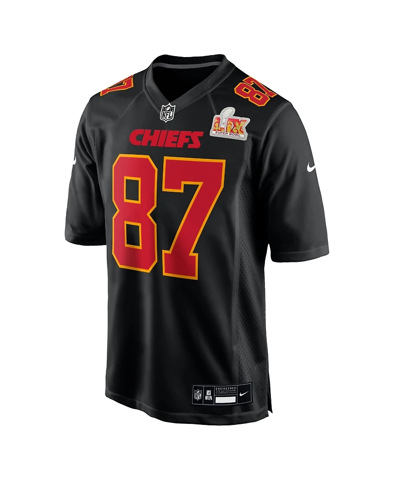 Nike Men's Travis Kelce Black Kansas City Chiefs Super Bowl Lix Patch Fashion Game Jersey