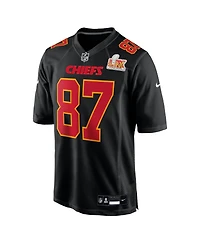 Nike Men's Travis Kelce Black Kansas City Chiefs Super Bowl Lix Patch Fashion Game Jersey