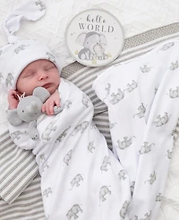 Living Textiles Baby Boys and Girls 3-Piece Elephant Heritage Collection Hello World Gift Set