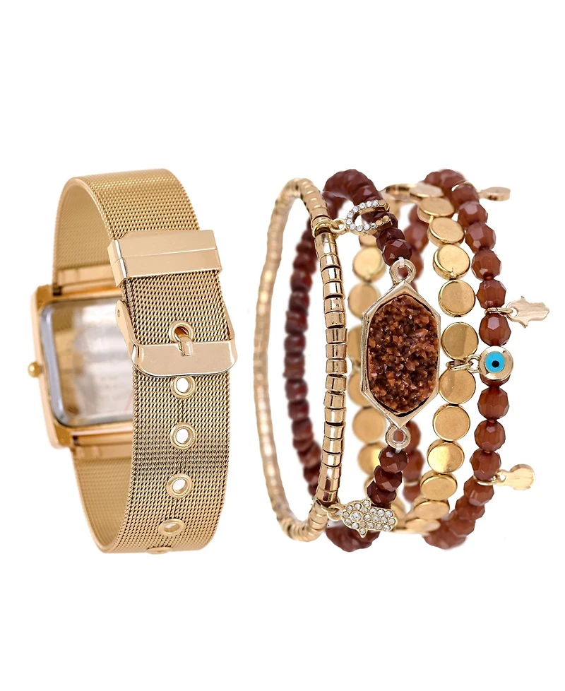 Jessica Carlyle Women's Shiny Gold Tone Mesh Analog Watch, 33mm