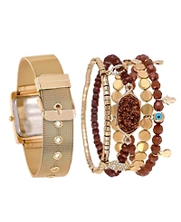 Jessica Carlyle Women's Shiny Gold Tone Mesh Analog Watch, 33mm