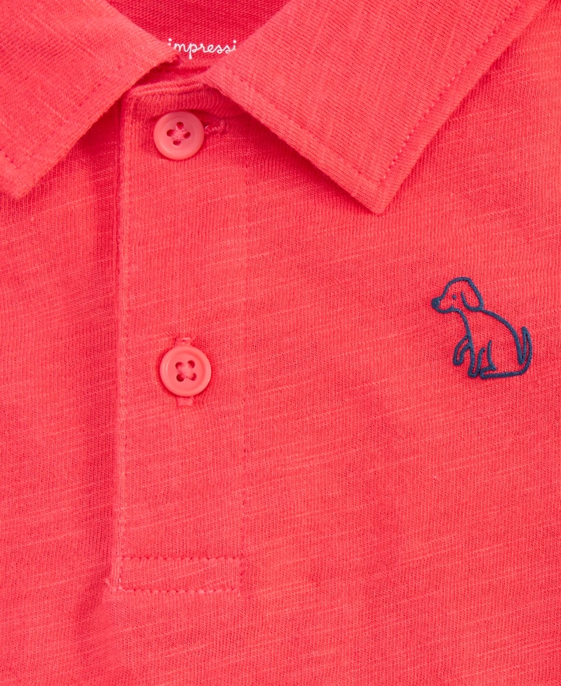 First Impressions Baby Boy Embroidered Dog Polo Shirt, Exclusively at Macy's