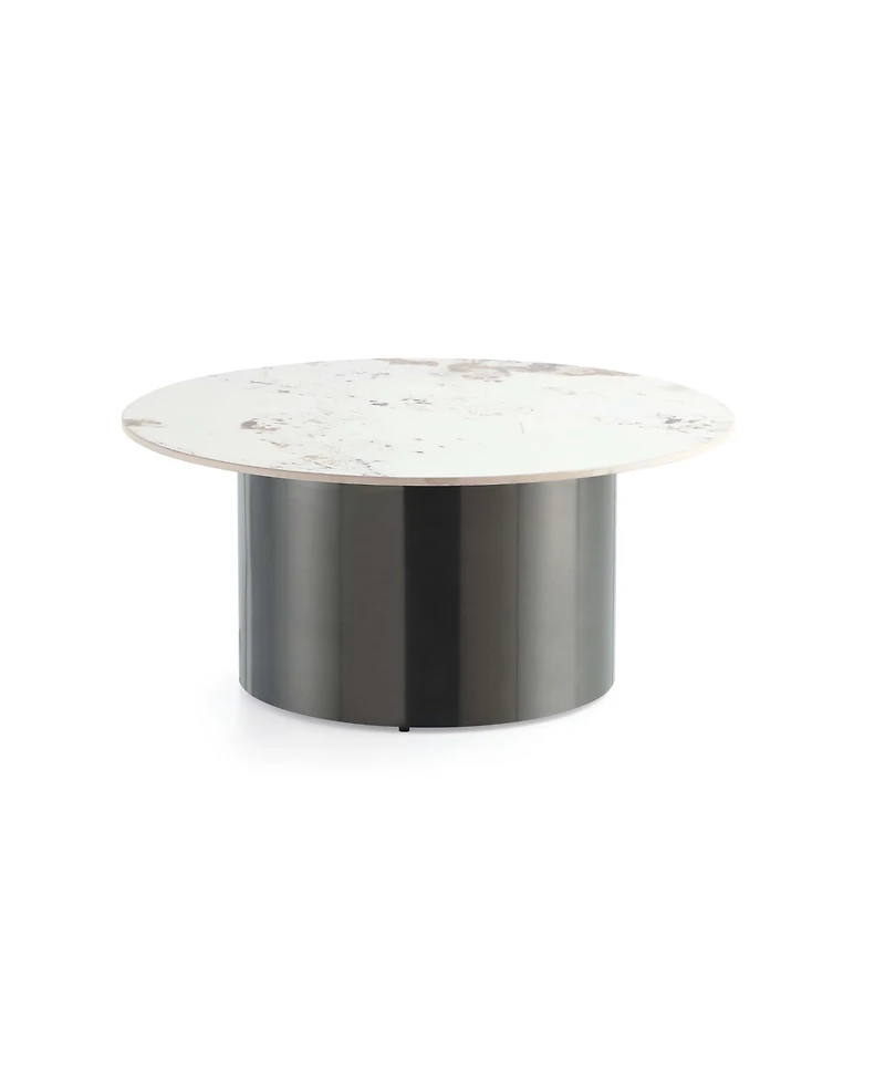 Manhattan Comfort Alondra 31.49" Modern Round Sintered Stone Top Coffee Table
