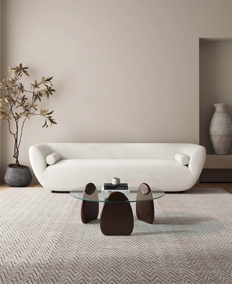 Manhattan Comfort Artesia 35.43" Modern Tempered Glass Top Coffee Table