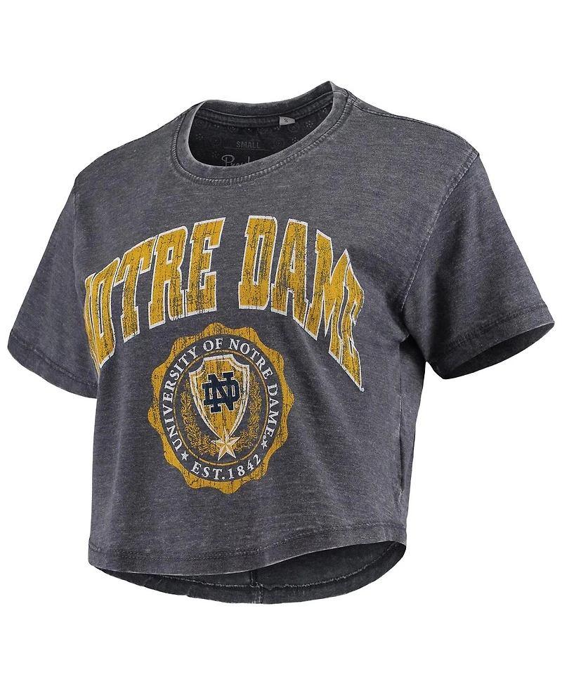 Pressbox Women's Navy Notre Dame Fighting Irish Edith Vintage Burnout Crop T-Shirt