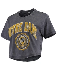 Pressbox Women's Navy Notre Dame Fighting Irish Edith Vintage Burnout Crop T-Shirt