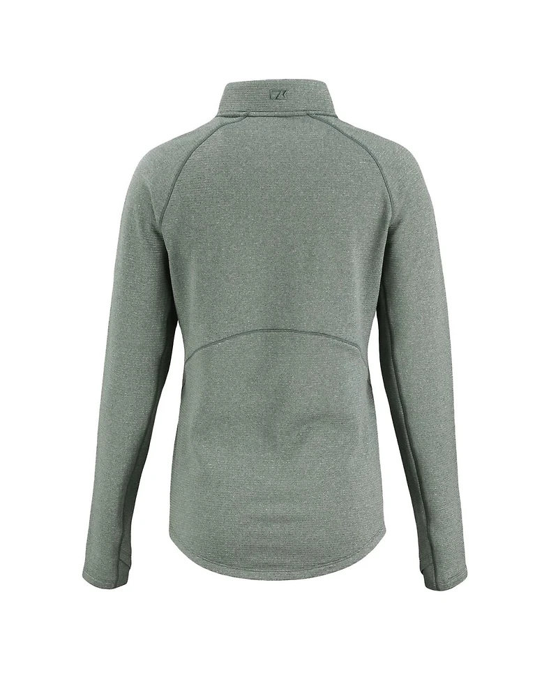 Cutter & Buck Women's Heather Green Bay Packers Peshastin Eco Fleece Tri-Blend Raglan Half-Zip Jacket