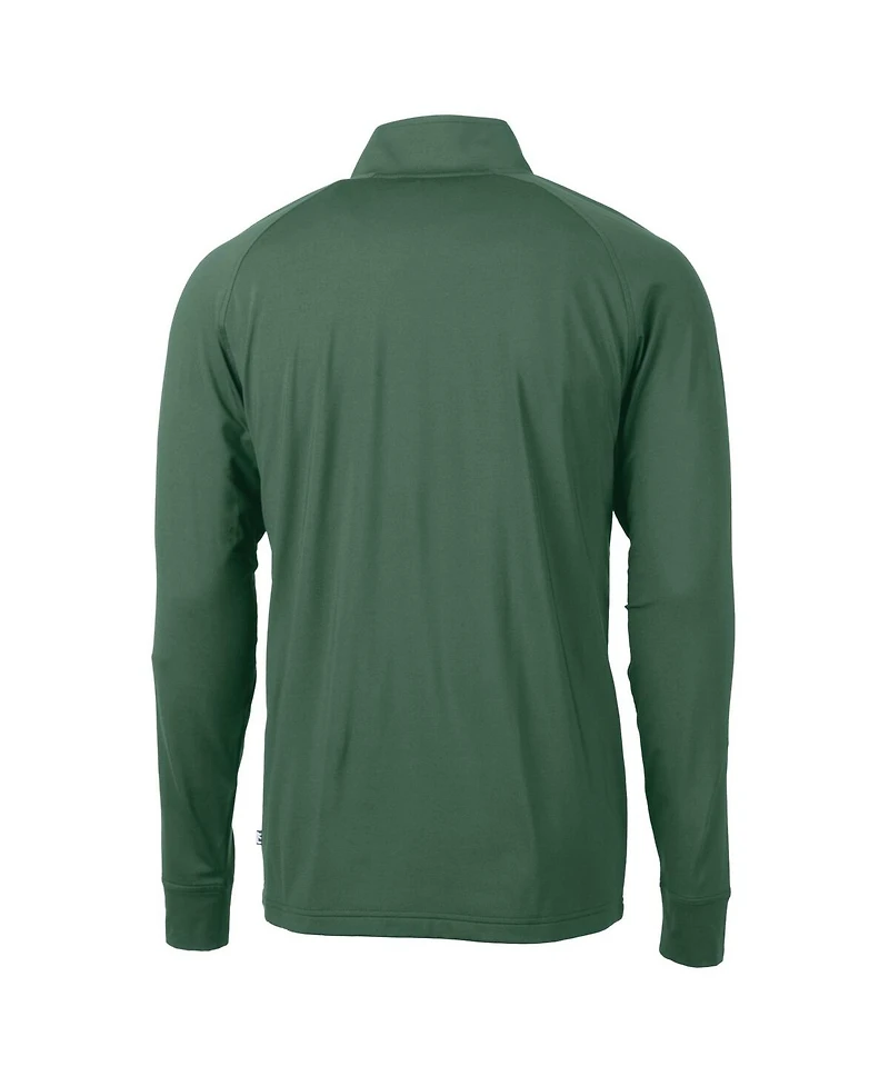 Cutter & Buck Men's Hunter Green Notre Dame Fighting Irish Play Like A Champion Today Adapt Eco Knit Stretch DryTec Quarter-Zip Top