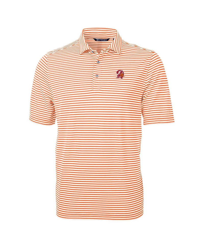 Cutter & Buck Men's Orange Tampa Bay Buccaneers Virtue Eco Pique Stripe Polo
