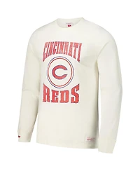 Mitchell & Ness Men's Cream Cincinnati Reds Arched Logo Slub Long Sleeve T-Shirt