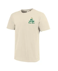 Image One Men's Cream Tulane Green Wave Comfort Colors Mascot Overlay T-Shirt