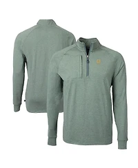 Cutter & Buck Men's Heather Green Notre Dame Fighting Irish Alumni Logo Adapt Knit Heathered Quarter-Zip Pullover Top