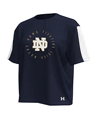 Under Armour Women's Navy Notre Dame Fighting Irish Challenger Waist Length Boxy Oversized T-Shirt
