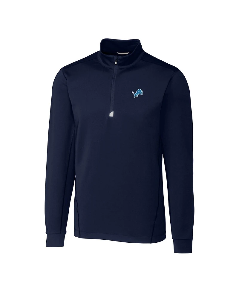 Cutter & Buck Men's Navy Detroit Lions Big Tall Traverse Stretch Quarter-Zip Top