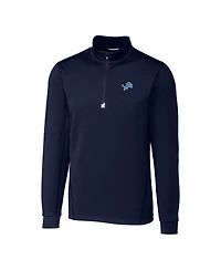 Cutter & Buck Men's Navy Detroit Lions Big Tall Traverse Stretch Quarter-Zip Top