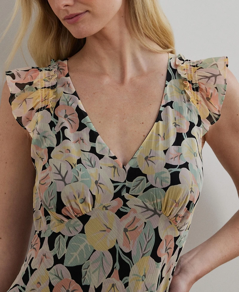 Lauren Ralph Lauren Women's Floral Georgette Flutter-Sleeve Dress