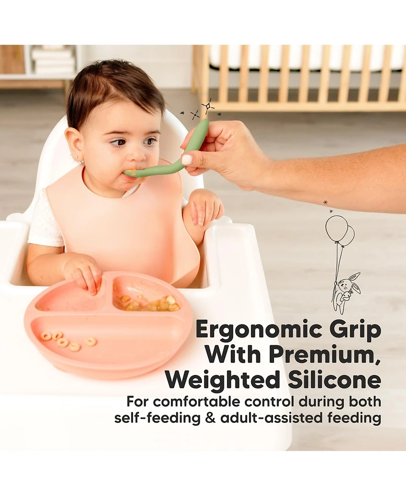 KeaBabies -Pack Prep Baby Spoons, Silicone Utensils for Self Feeding 6-24 Months, All Stages Set