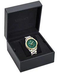 Versace Men's Swiss V-Galaxy Moonphase Two-Tone Stainless Steel Bracelet Watch 43mm