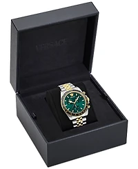 Versace Men's Swiss Chronograph Greca Chrono Wave Two-Tone Stainless Steel Bracelet Watch 43mm