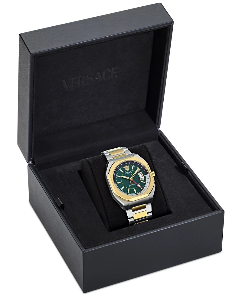 Versace Men's Swiss Automatic V-Contempo Gmt Two-Tone Stainless Steel Bracelet Watch 40x48mm
