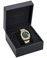 Versace Men's Swiss Automatic V-Contempo Gmt Two-Tone Stainless Steel Bracelet Watch 40x48mm