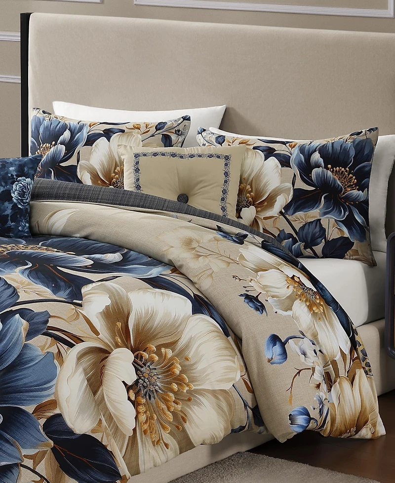 Bebejan English Manor Bedding 100% Cotton Sateen 5 Piece King Size Reversible Comforter Set