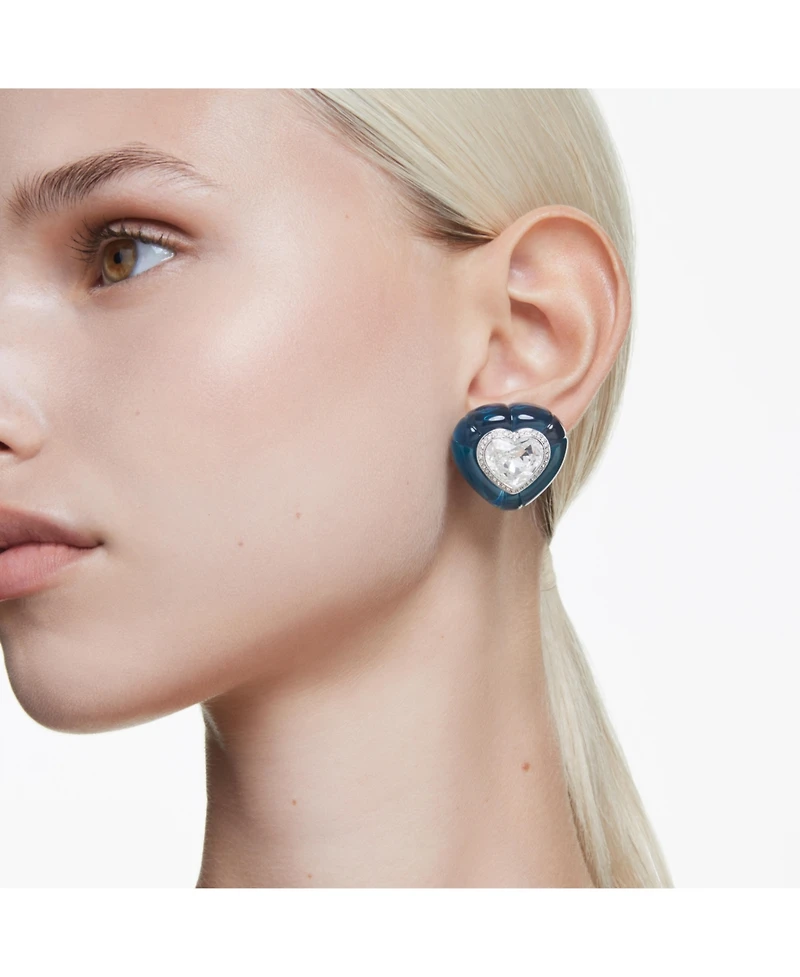 Swarovski Dulcis Rhodium Plated Heart Clip-On Earrings