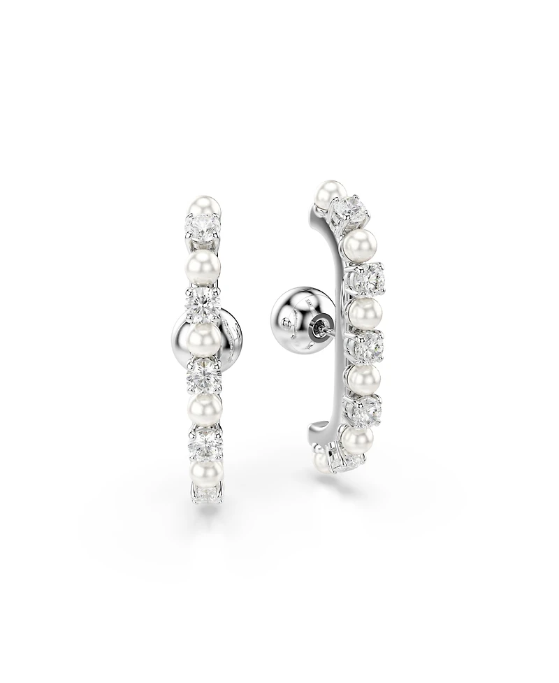 Swarovski Matrix White Rhodium Plated Round Cut Ear Cuff Sets