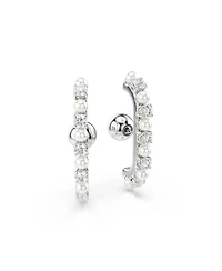 Swarovski Matrix White Rhodium Plated Round Cut Ear Cuff Sets