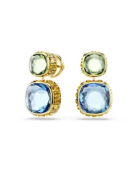 Swarovski Chroma Gold-Tone Plated Cushion Cut Drop Earrings