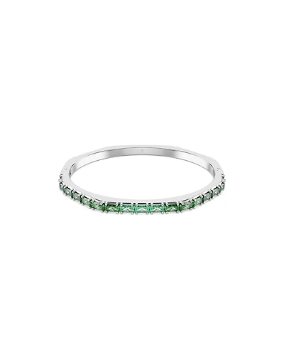Swarovski Matrix Baguette Cut Green Rhodium Plated Bangle Bracelet