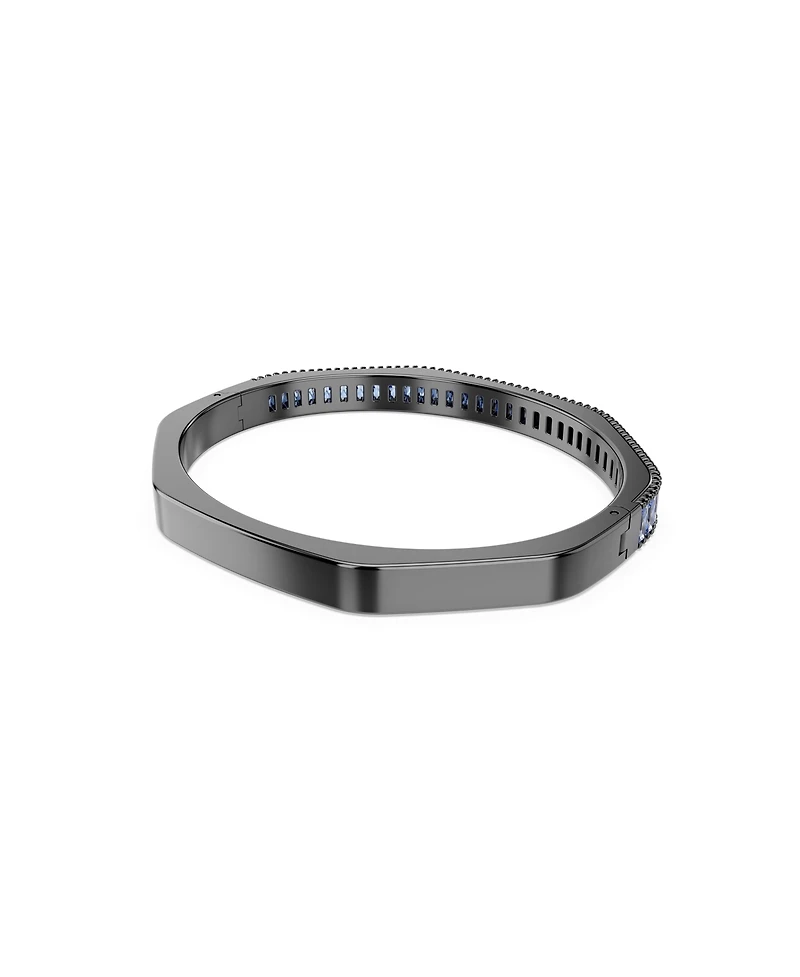 Swarovski Matrix Baguette Cut Blue Ruthenium Plated Bangle Bracelet