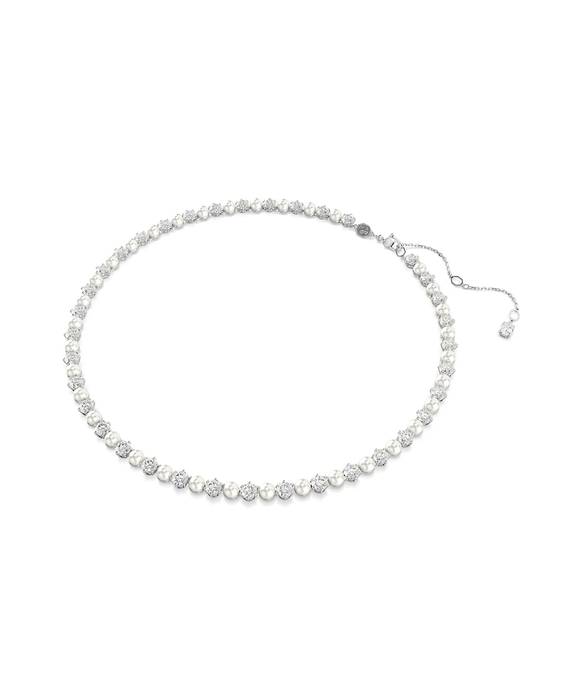 Swarovski Matrix Round Cut White Rhodium Plated Tennis Necklace