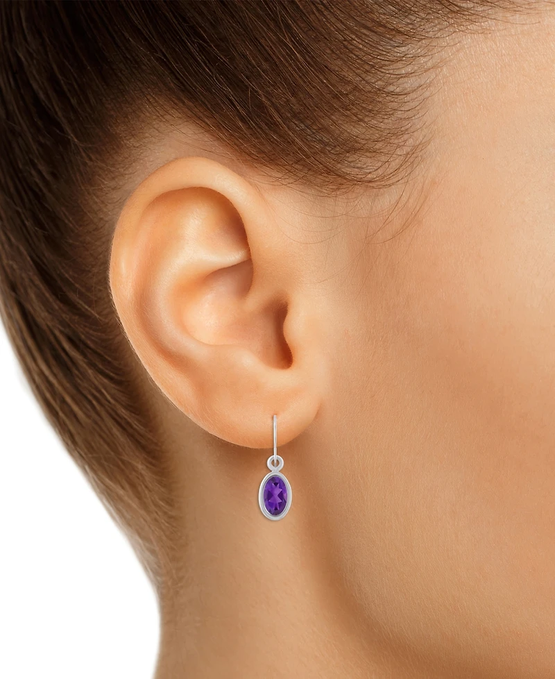 Macy's Oval Gemstone Drop Earrings 10k Yellow Gold or White