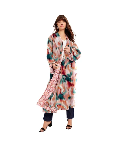 June + Vie Women's Reversible Printed Duster
