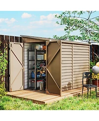 Outsunny 4.6' x 9' Metal Outdoor Storage Shed with Lockable Doors Dark