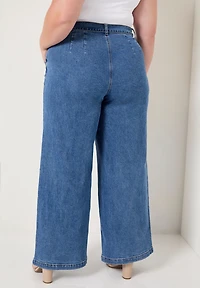 June + Vie Women's June + Vie Curvie Fit High-Waisted Wide-Leg Utility Jean