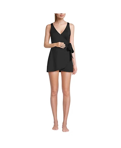 Lands' End Petite Side Tie Mini Swim Dress Swimsuit