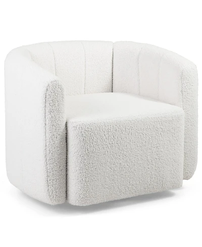 Modern Upholstered Sherpa Accent Chair with Curved Backrest and Armrests