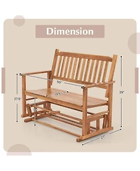 Patio Glider Loveseat Chair Swing Rocking Bench with Slatted Seat & Curved Backrest